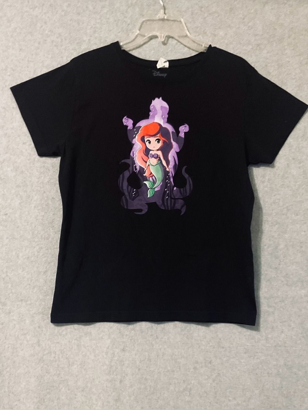 Disney Black Tee with Purple & Green Ariel Graphic Sz L